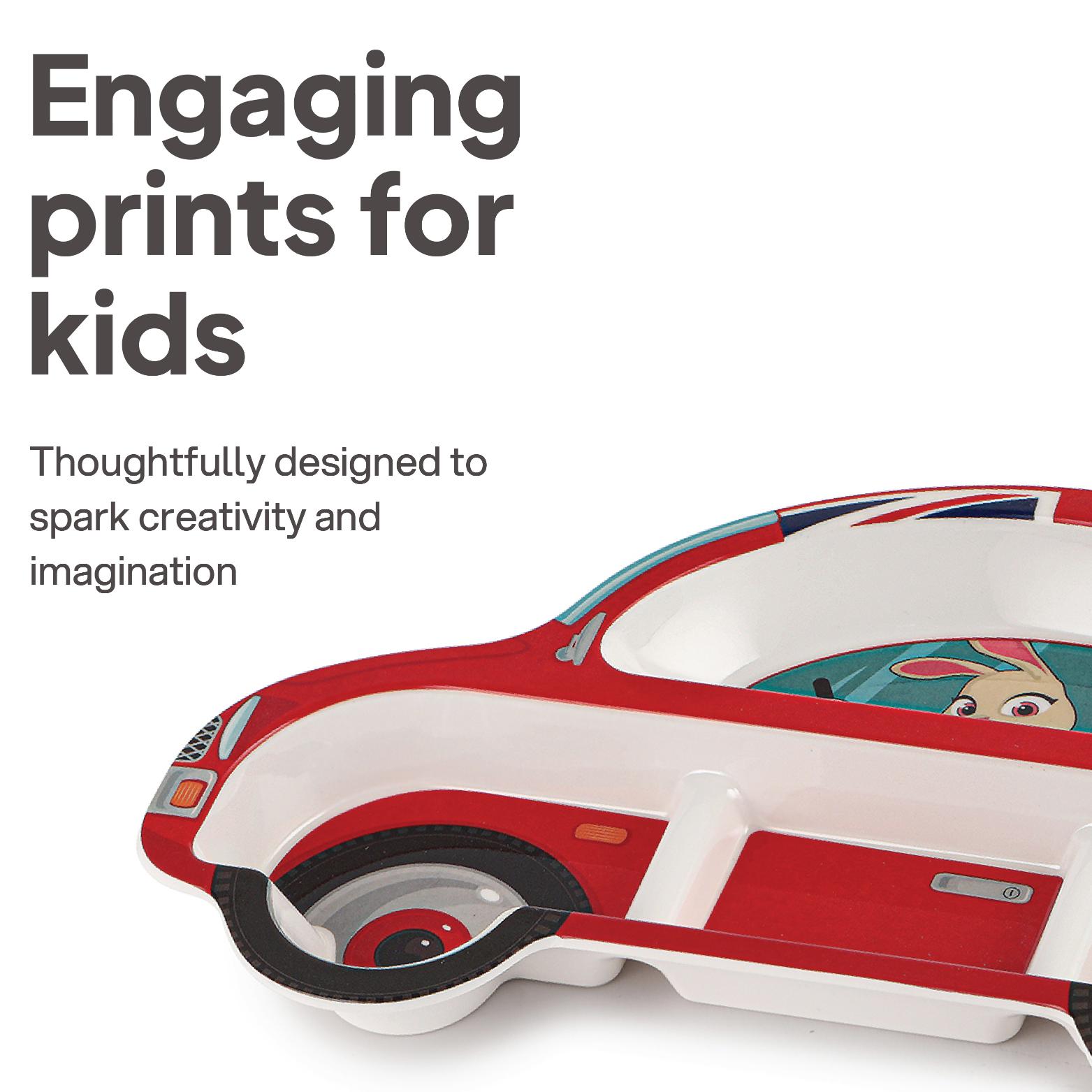 Melmo Racers Kids Melamine Plate, 1 Piece Red