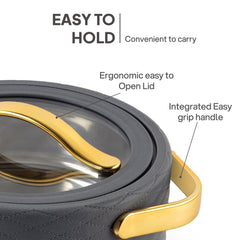 Velvetto Deluxe Insulated Steel Casserole with Glass lid Grey / 1500ml