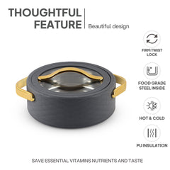 Velvetto Deluxe Insulated Steel Casserole with Glass lid Grey / 1500ml