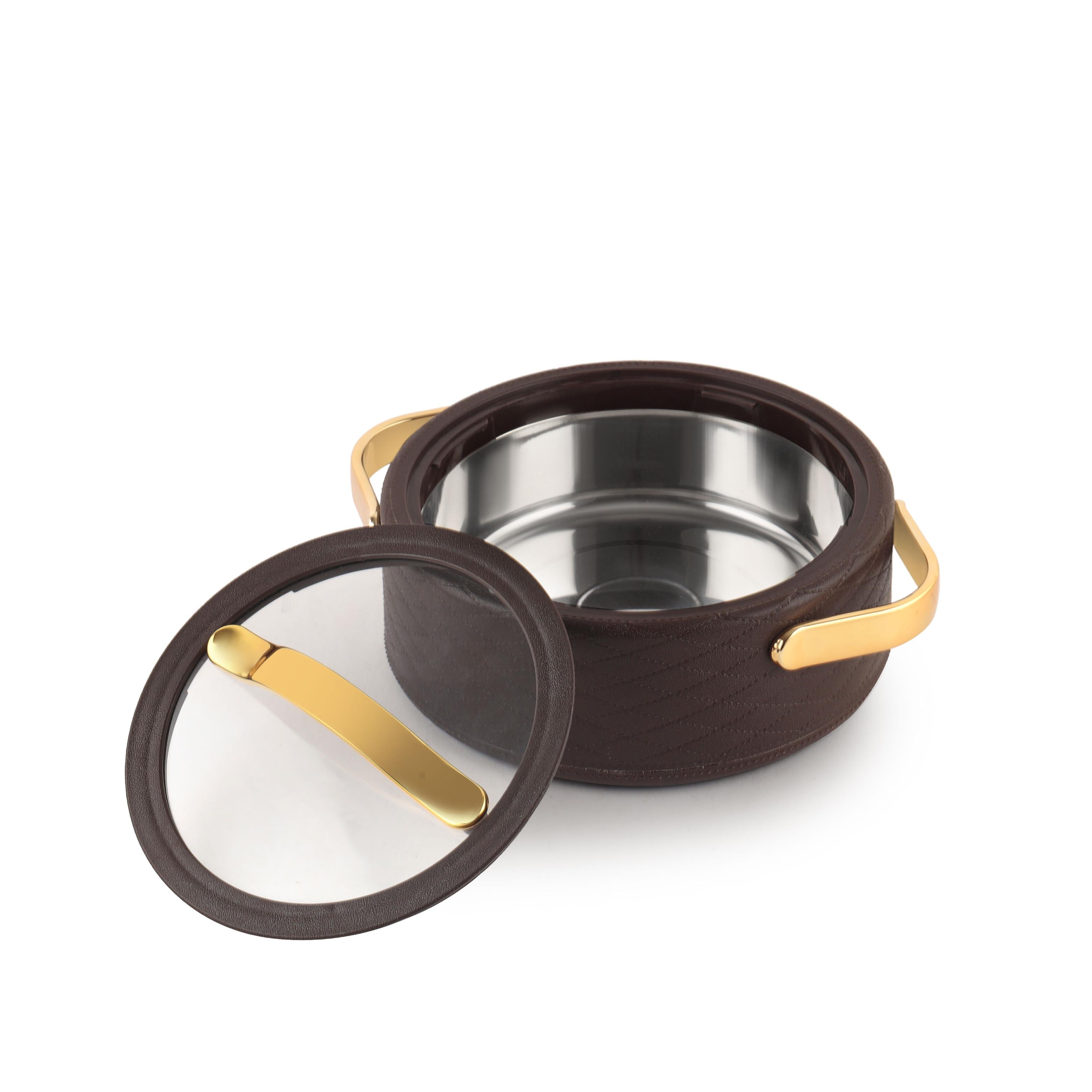 Velvetto Deluxe Insulated Steel Casserole with Glass lid Brown / 1500ml