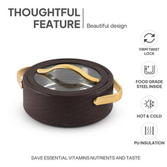 Velvetto Deluxe Insulated Steel Casserole with Glass lid Brown / 1500ml