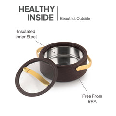 Velvetto Deluxe Insulated Steel Casserole with Glass lid Brown / 1500ml