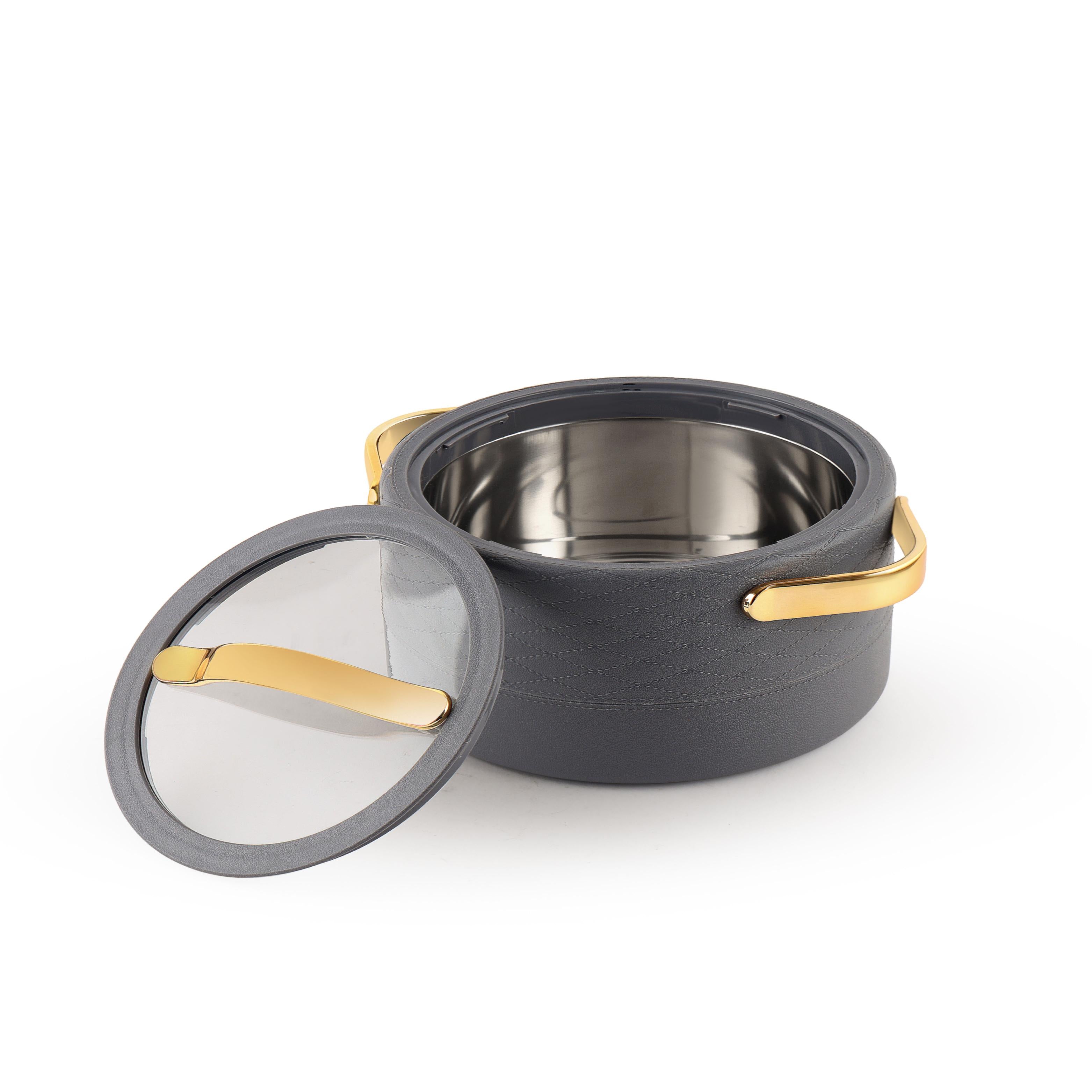 Velvetto Deluxe Insulated Steel Casserole with Glass lid Grey / 2000ml