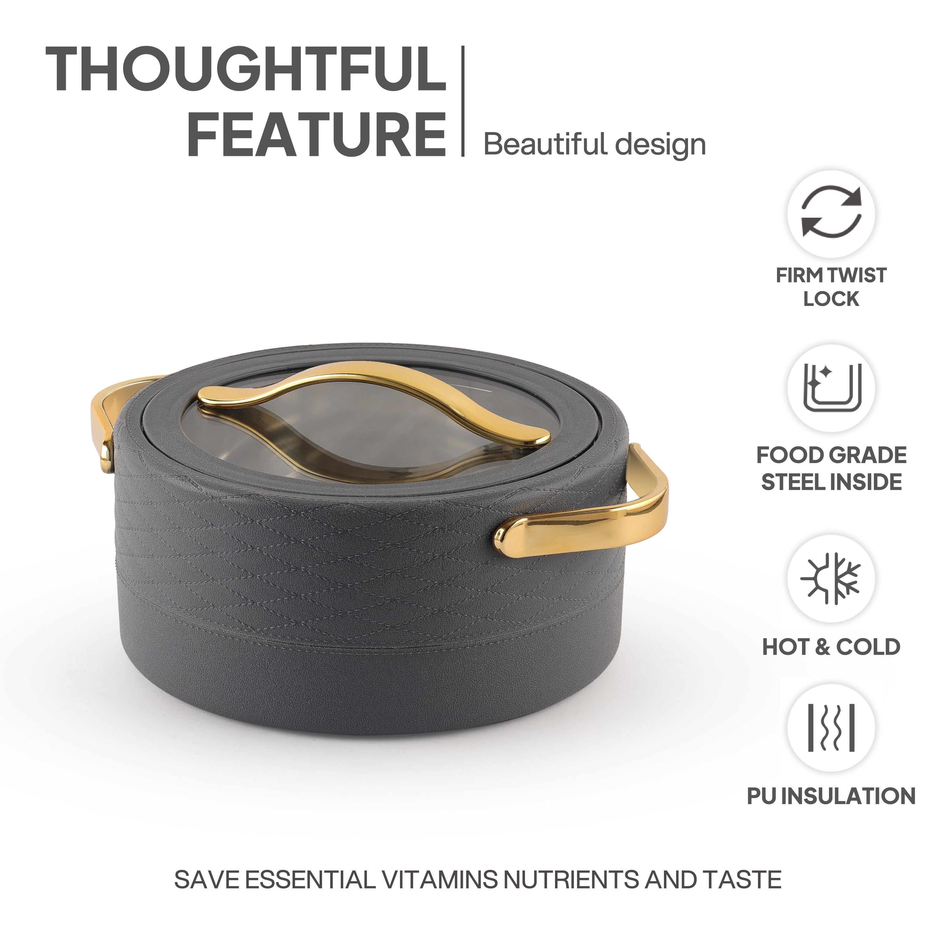 Velvetto Deluxe Insulated Steel Casserole with Glass lid Grey / 2000ml