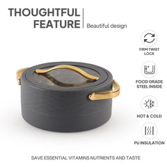 Velvetto Deluxe Insulated Steel Casserole with Glass lid Grey / 2000ml