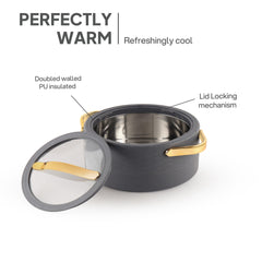 Velvetto Deluxe Insulated Steel Casserole with Glass lid Grey / 2000ml