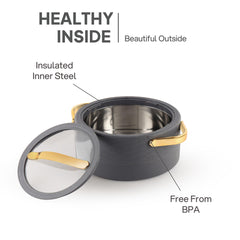 Velvetto Deluxe Insulated Steel Casserole with Glass lid Grey / 2000ml