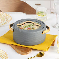 Velvetto Deluxe Insulated Steel Casserole with Glass lid Grey / 2000ml