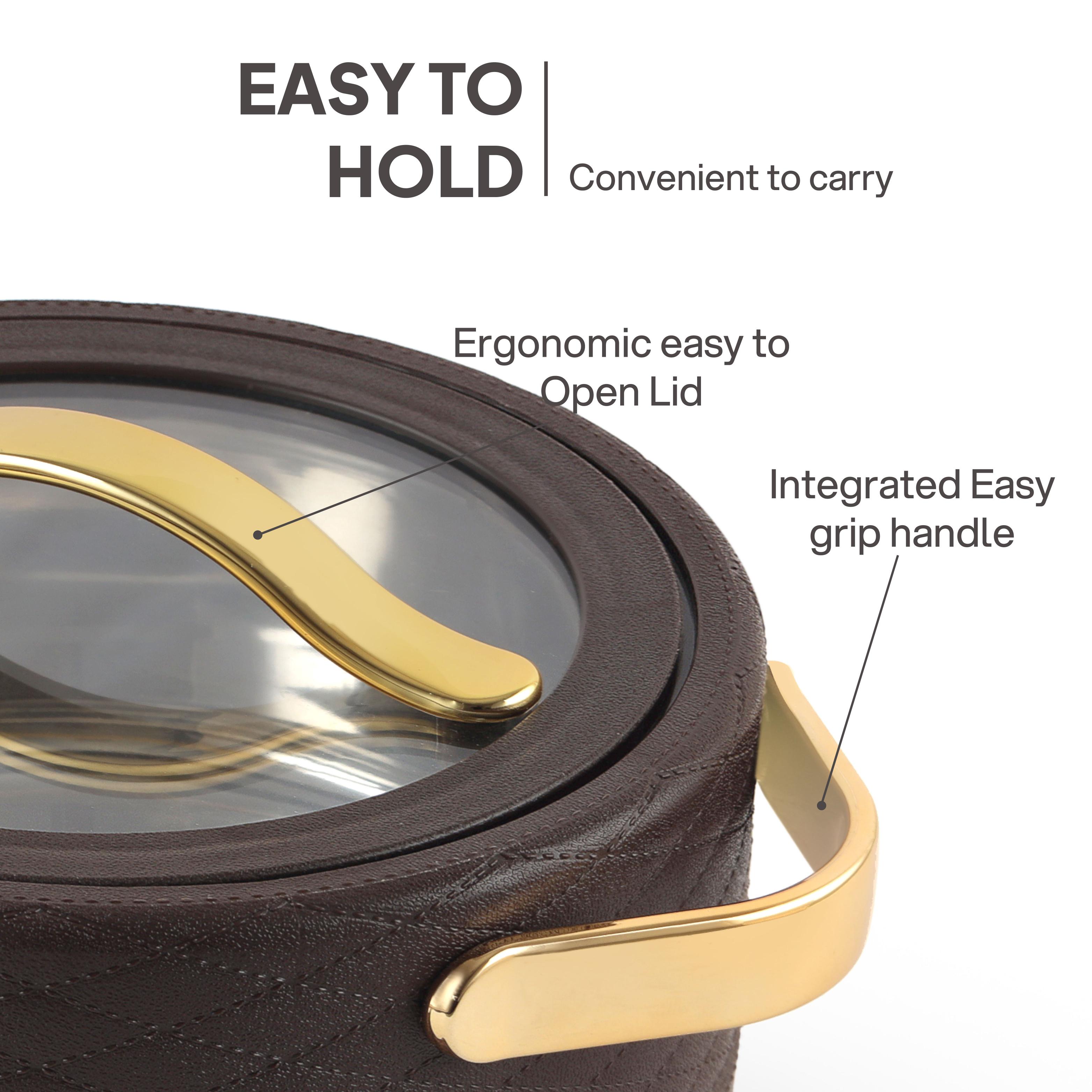 Velvetto Deluxe Insulated Steel Casserole with Glass lid Brown / 2000ml