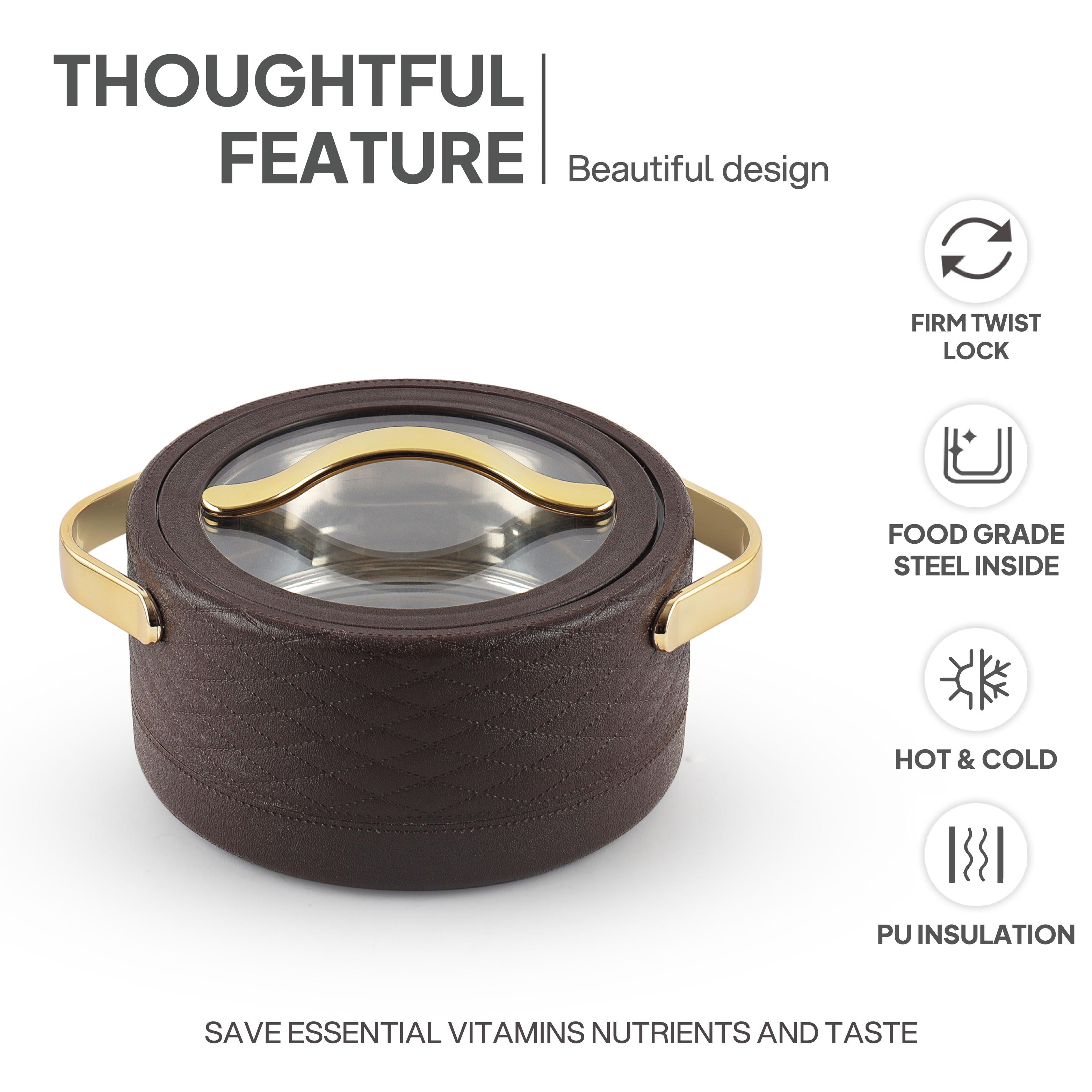 Velvetto Deluxe Insulated Steel Casserole with Glass lid Brown / 2000ml