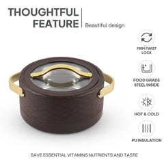 Velvetto Deluxe Insulated Steel Casserole with Glass lid Brown / 2000ml