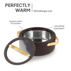 Velvetto Deluxe Insulated Steel Casserole with Glass lid Brown / 2000ml