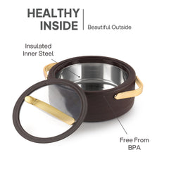 Velvetto Deluxe Insulated Steel Casserole with Glass lid Brown / 2000ml