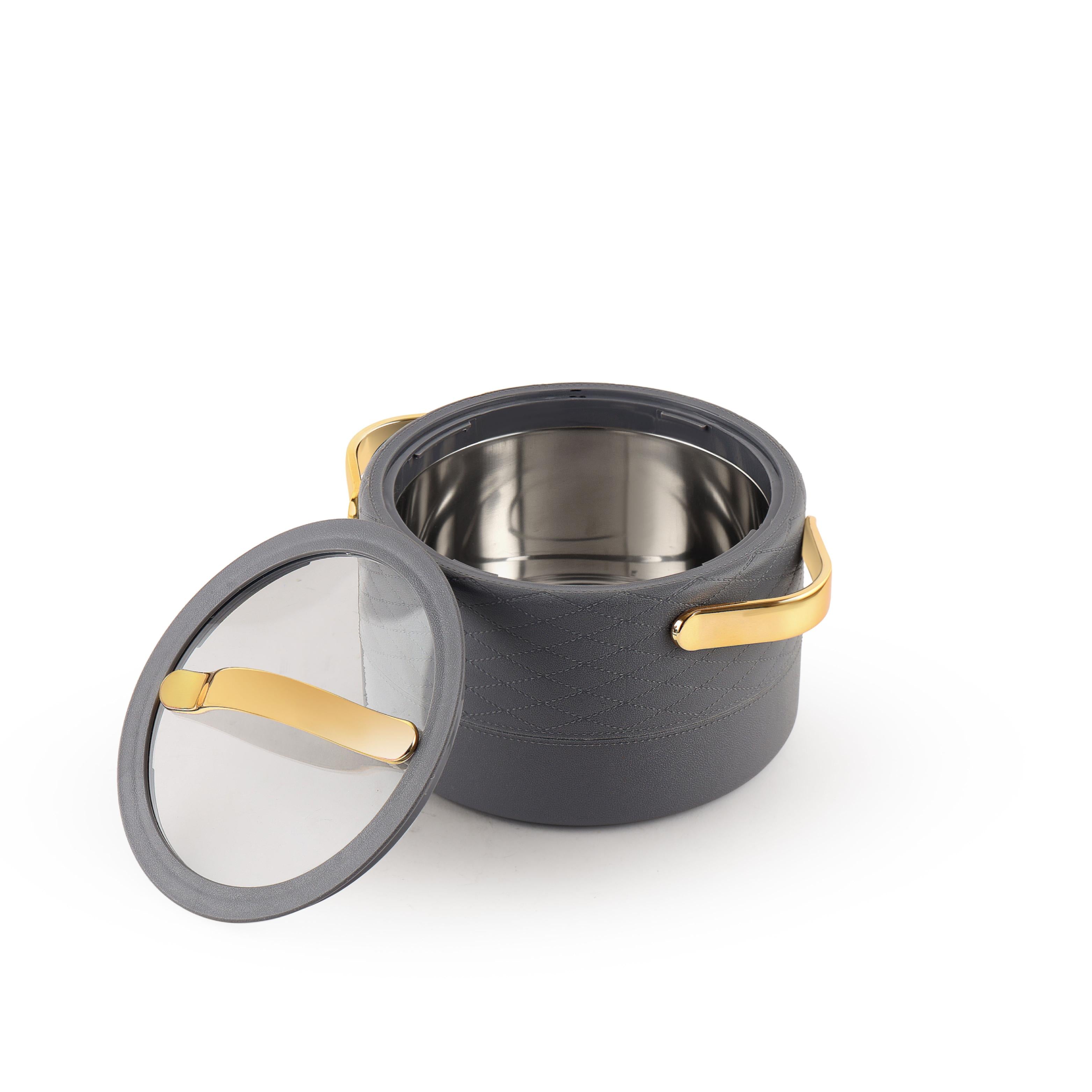 Velvetto Deluxe Insulated Steel Casserole with Glass lid Grey / 2500ml