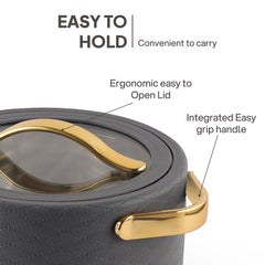 Velvetto Deluxe Insulated Steel Casserole with Glass lid Grey / 2500ml