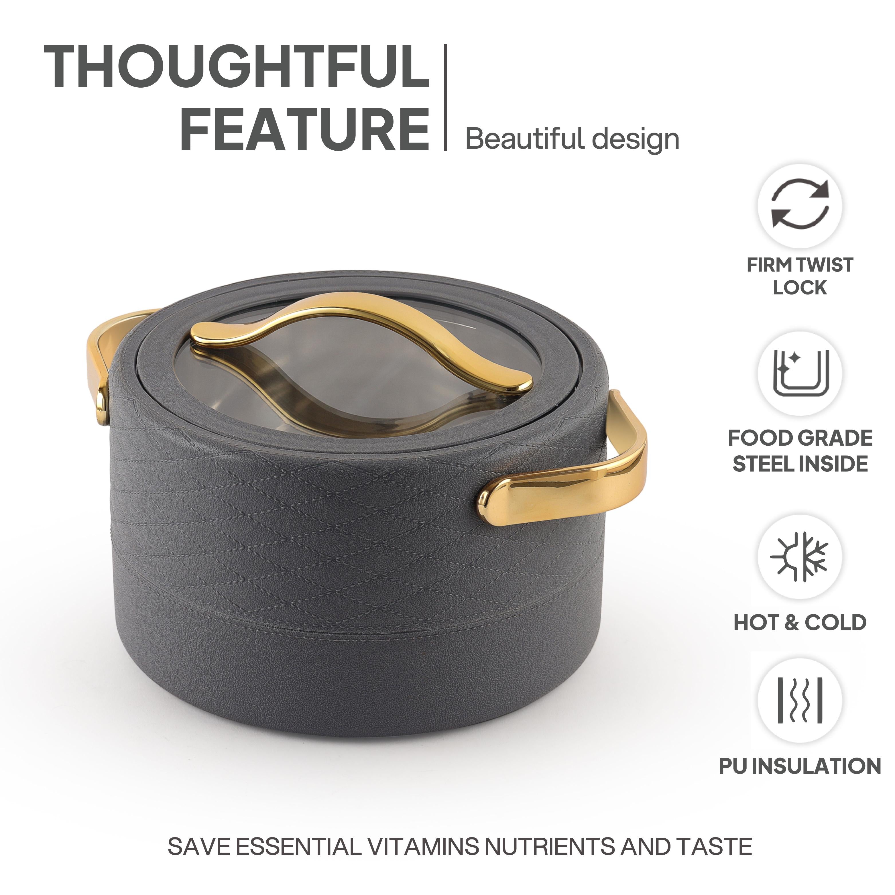 Velvetto Deluxe Insulated Steel Casserole with Glass lid Grey / 2500ml