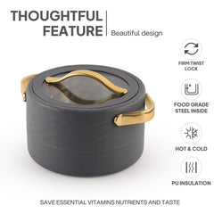 Velvetto Deluxe Insulated Steel Casserole with Glass lid Grey / 2500ml