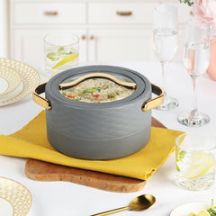 Velvetto Deluxe Insulated Steel Casserole with Glass lid Grey / 2500ml
