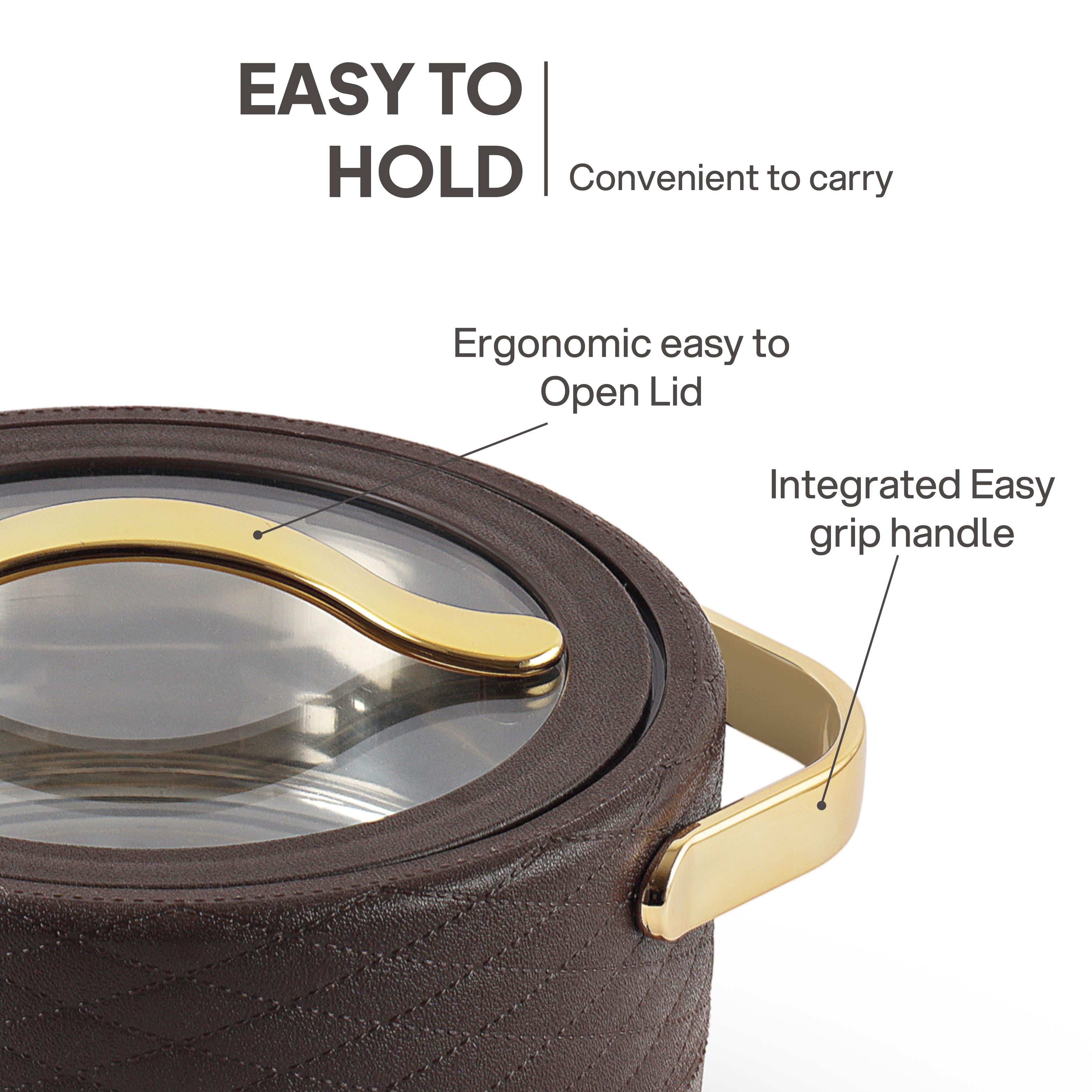 Velvetto Deluxe Insulated Steel Casserole with Glass lid Brown / 2500ml