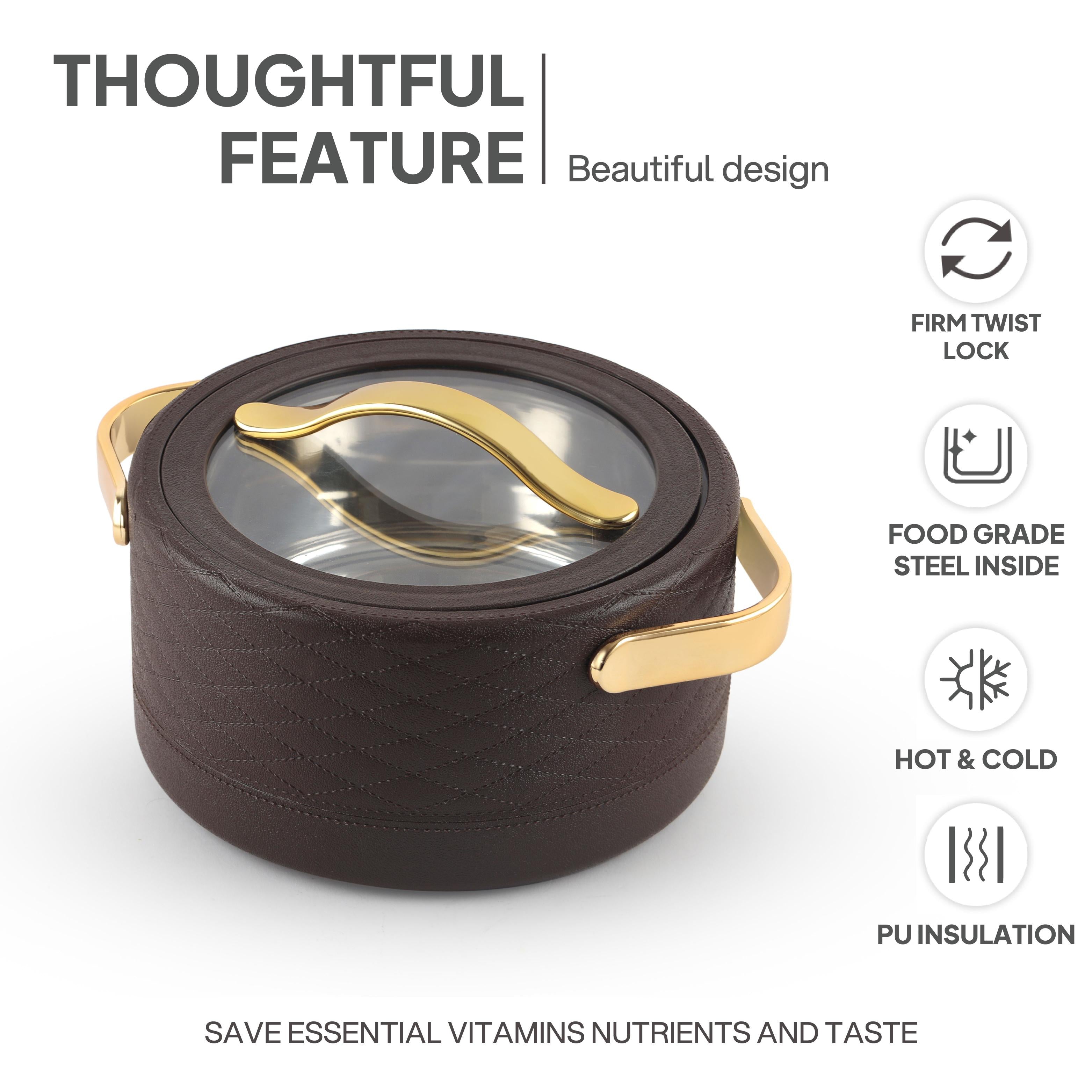 Velvetto Deluxe Insulated Steel Casserole with Glass lid Brown / 2500ml