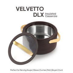 Velvetto Deluxe Insulated Steel Casserole with Glass lid Brown / 2500ml