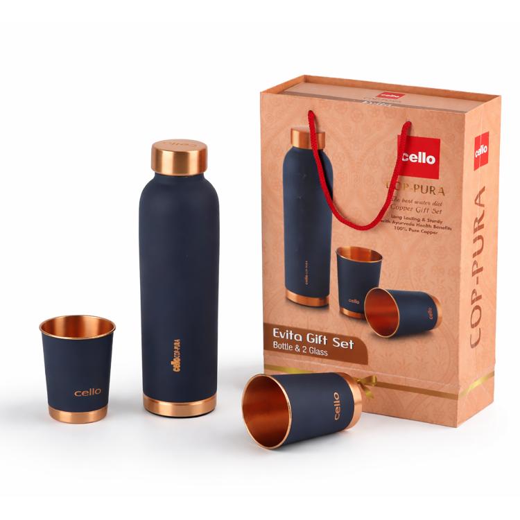 Evita Copper Gifts, Set of 3 Blue