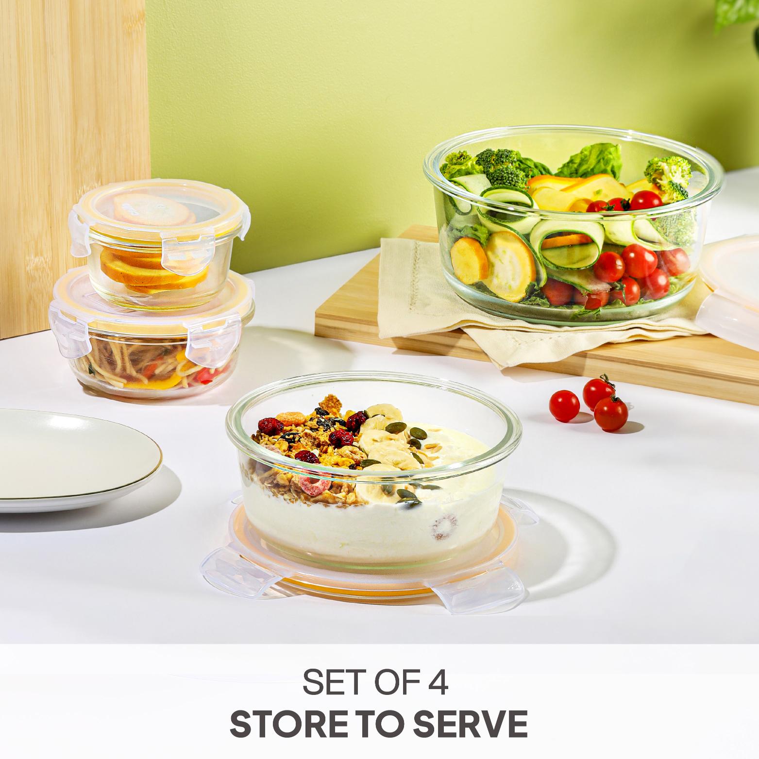 Fit & Fresh Royale Glass Container 4 Pcs / Round