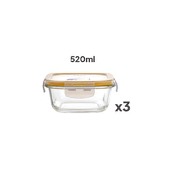 Fit & Fresh Royale Glass Container 3 Pcs / Square