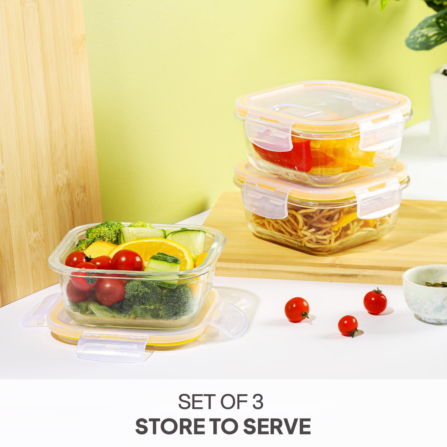 Fit & Fresh Royale Glass Container 3 Pcs / Square