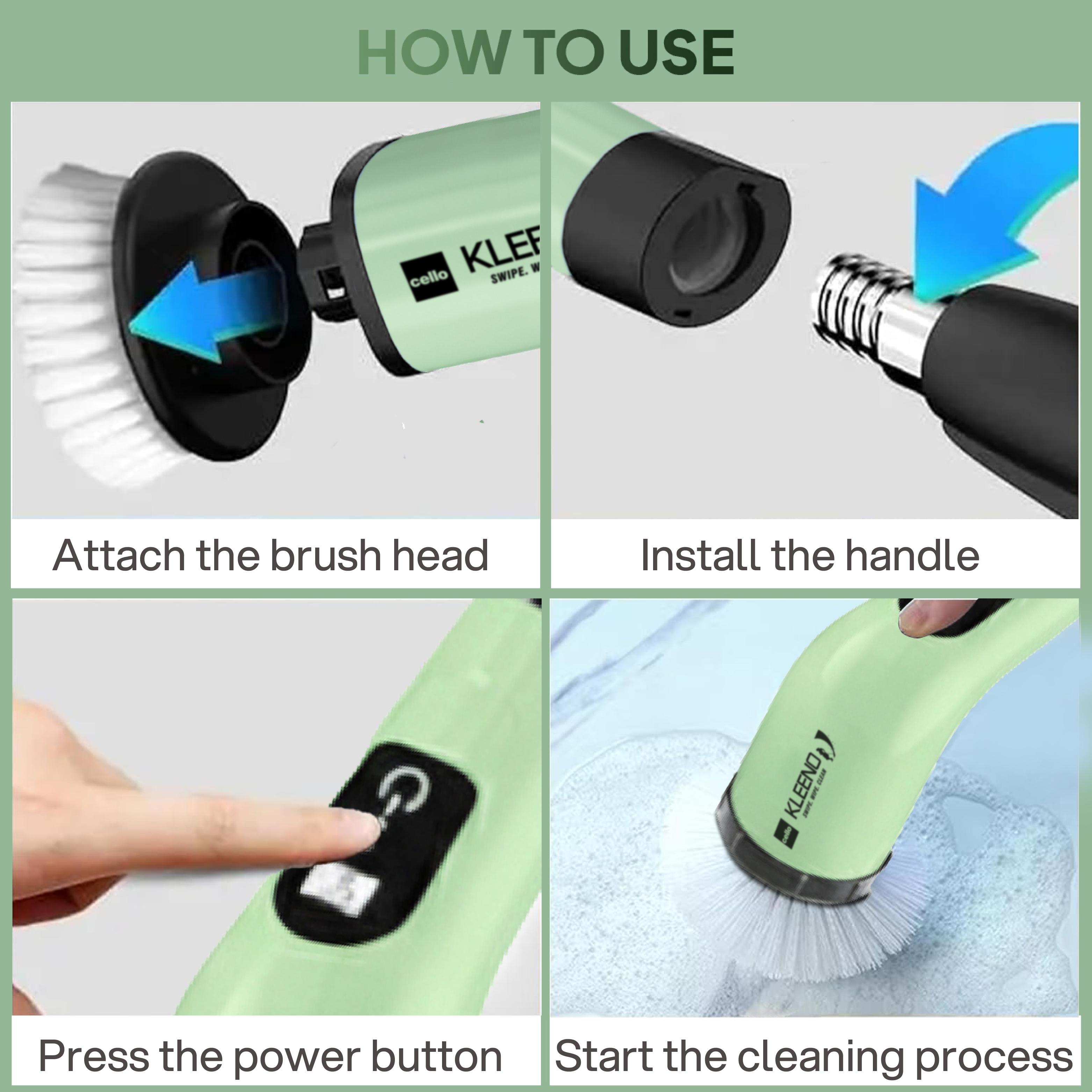Telescopic Electric Spin Scrubber Green