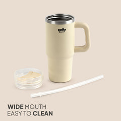 Quench Pro 900 Insulated Travel Tumbler with Handle, Lid & Straw White / 900ml