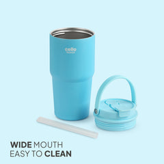 Quench Go Insulated Travel Tumbler with Lid and Straw Blue / 600ml