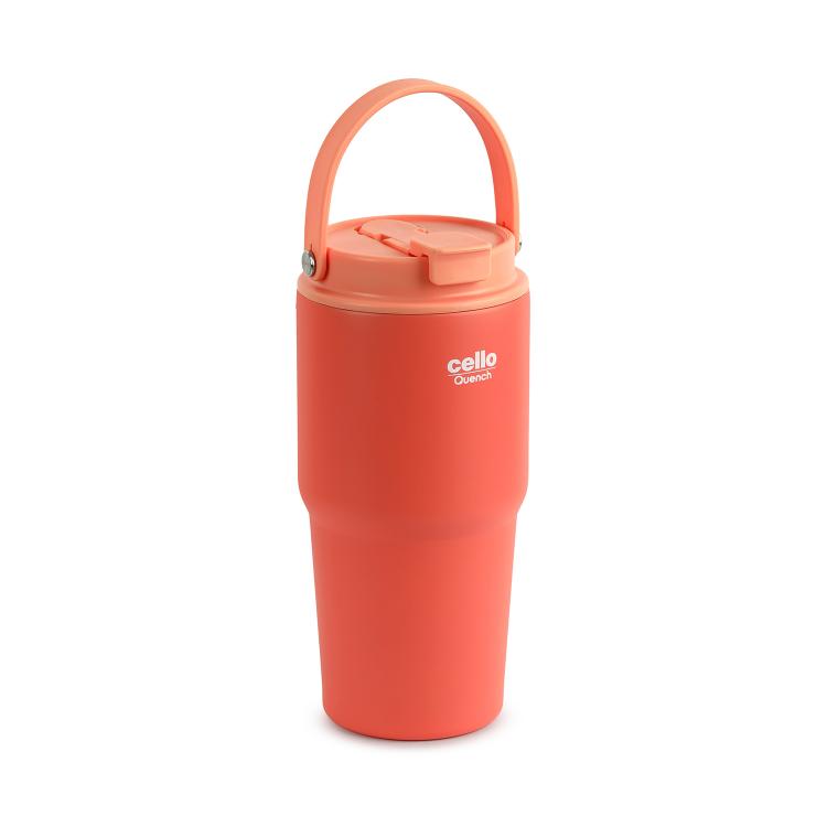 Quench Go Insulated Travel Tumbler with Lid and Straw Peach / 600ml