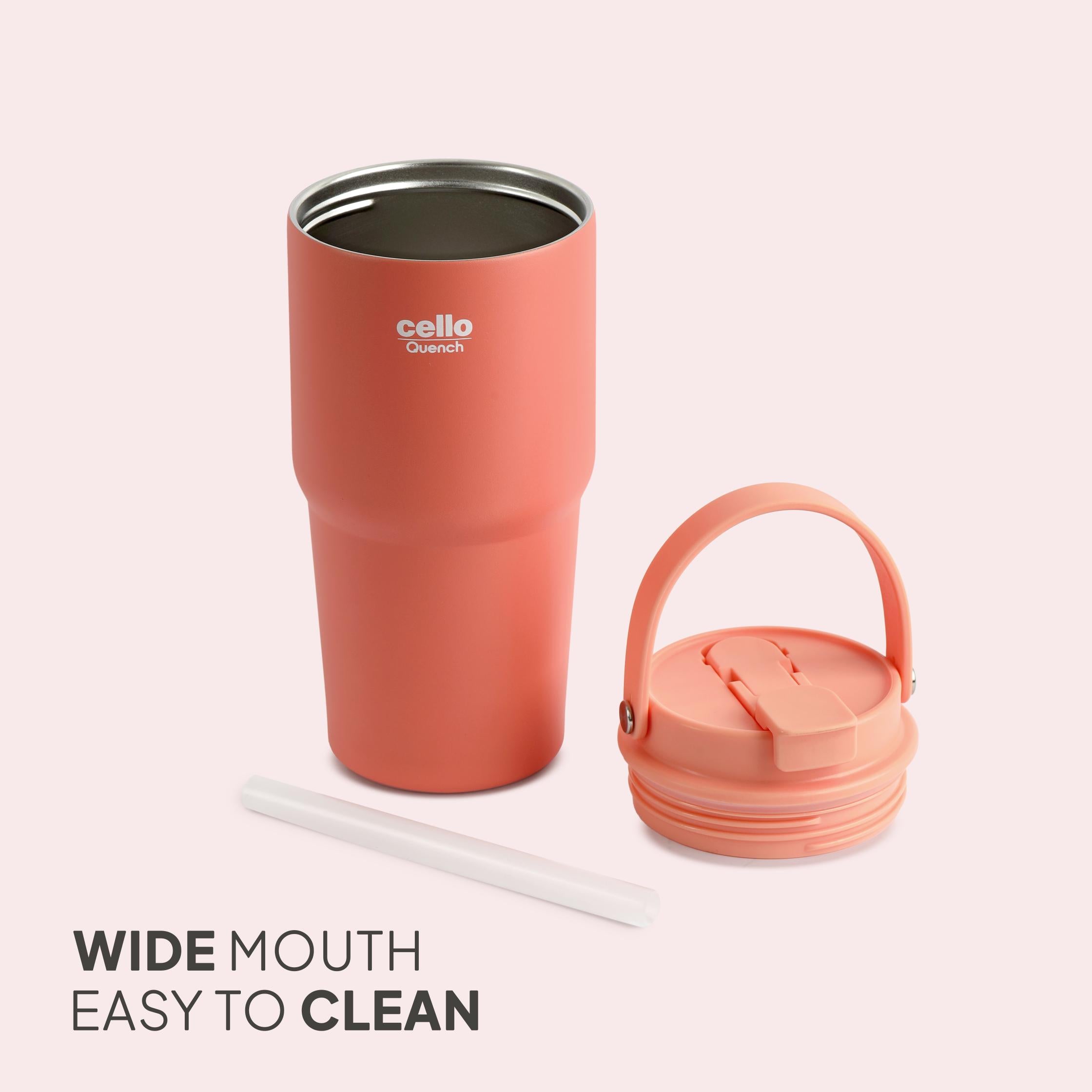 Quench Go Insulated Travel Tumbler with Lid and Straw Peach / 600ml