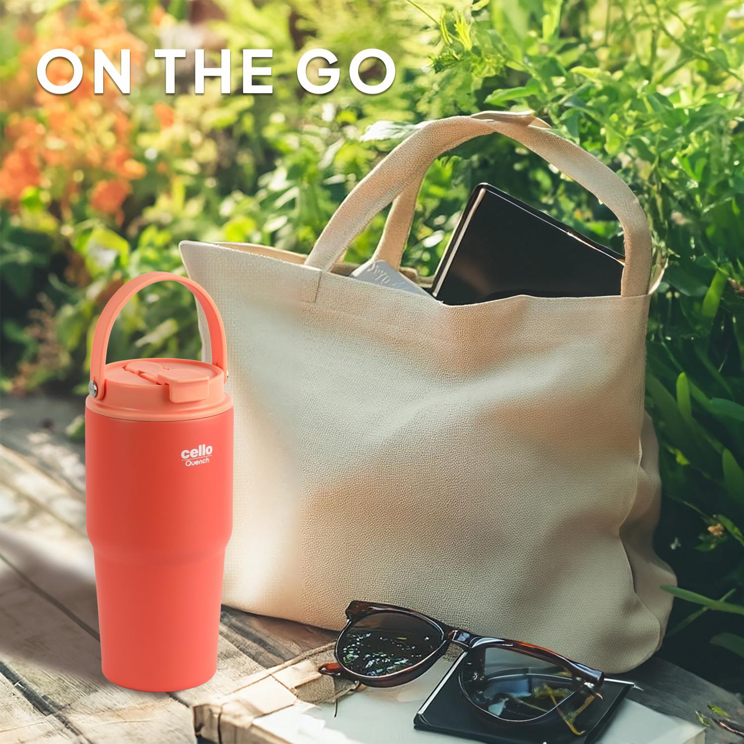Quench Go Insulated Travel Tumbler with Lid and Straw Peach / 600ml