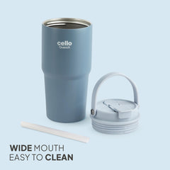 Quench Go Insulated Travel Tumbler with Lid and Straw Grey / 600ml