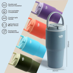 Quench Go Insulated Travel Tumbler with Lid and Straw Grey / 600ml