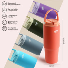 Quench Go Insulated Travel Tumbler with Lid and Straw Peach / 850ml