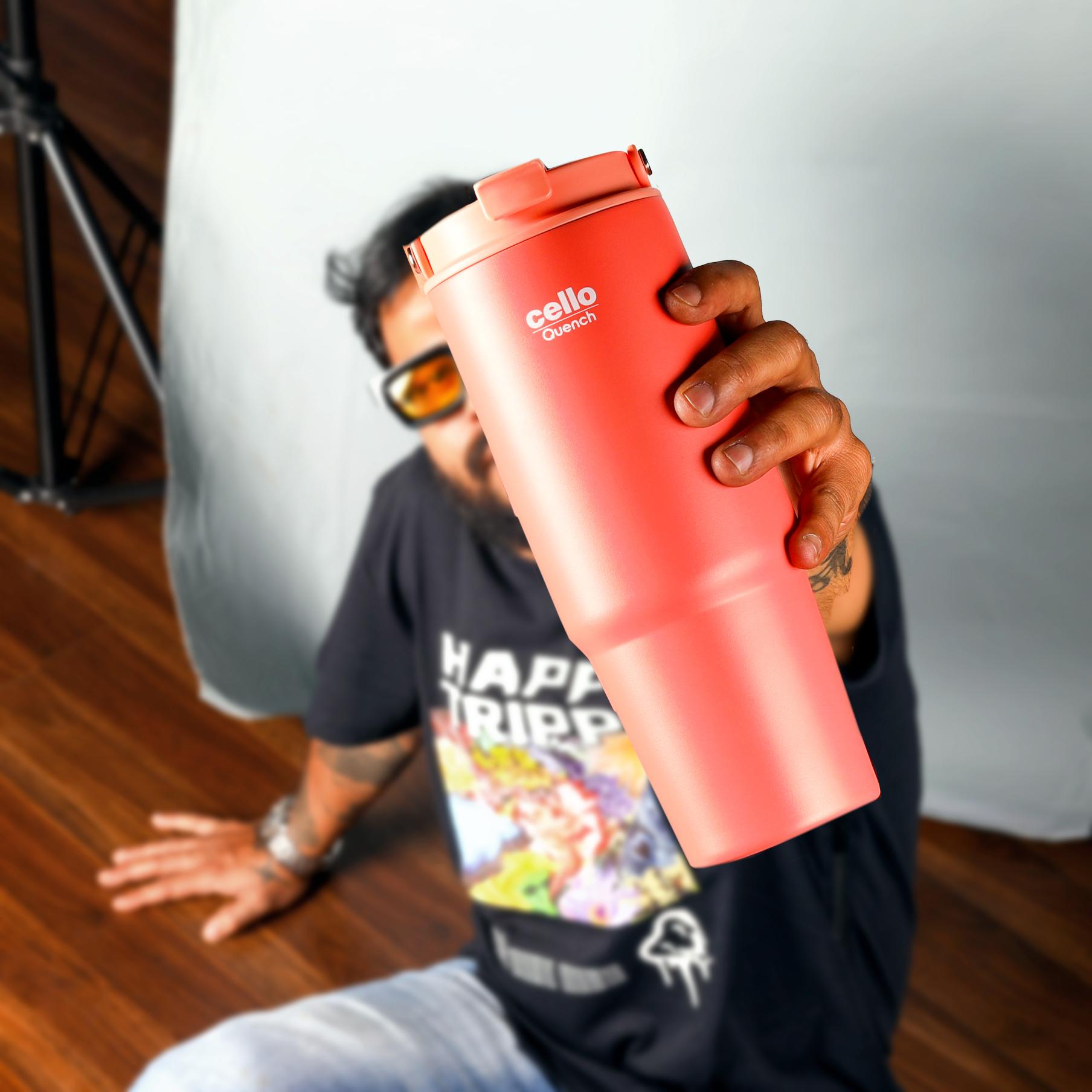 Quench Go Insulated Travel Tumbler with Lid and Straw Peach / 850ml