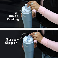 Quench Go Insulated Travel Tumbler with Lid and Straw Grey / 850ml