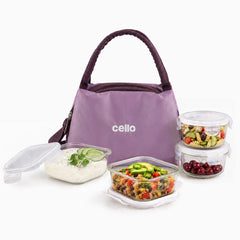 Alba Glass Lunch Box, Set of 4 Purple