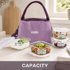 Alba Glass Lunch Box, Set of 4 Purple