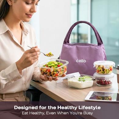 Alba Glass Lunch Box, Set of 4 Purple