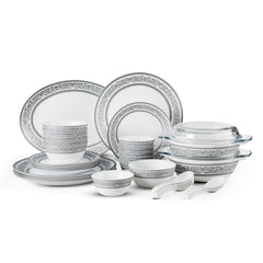 Solitaire Opalware Dinner Set, Argento 35 Pcs