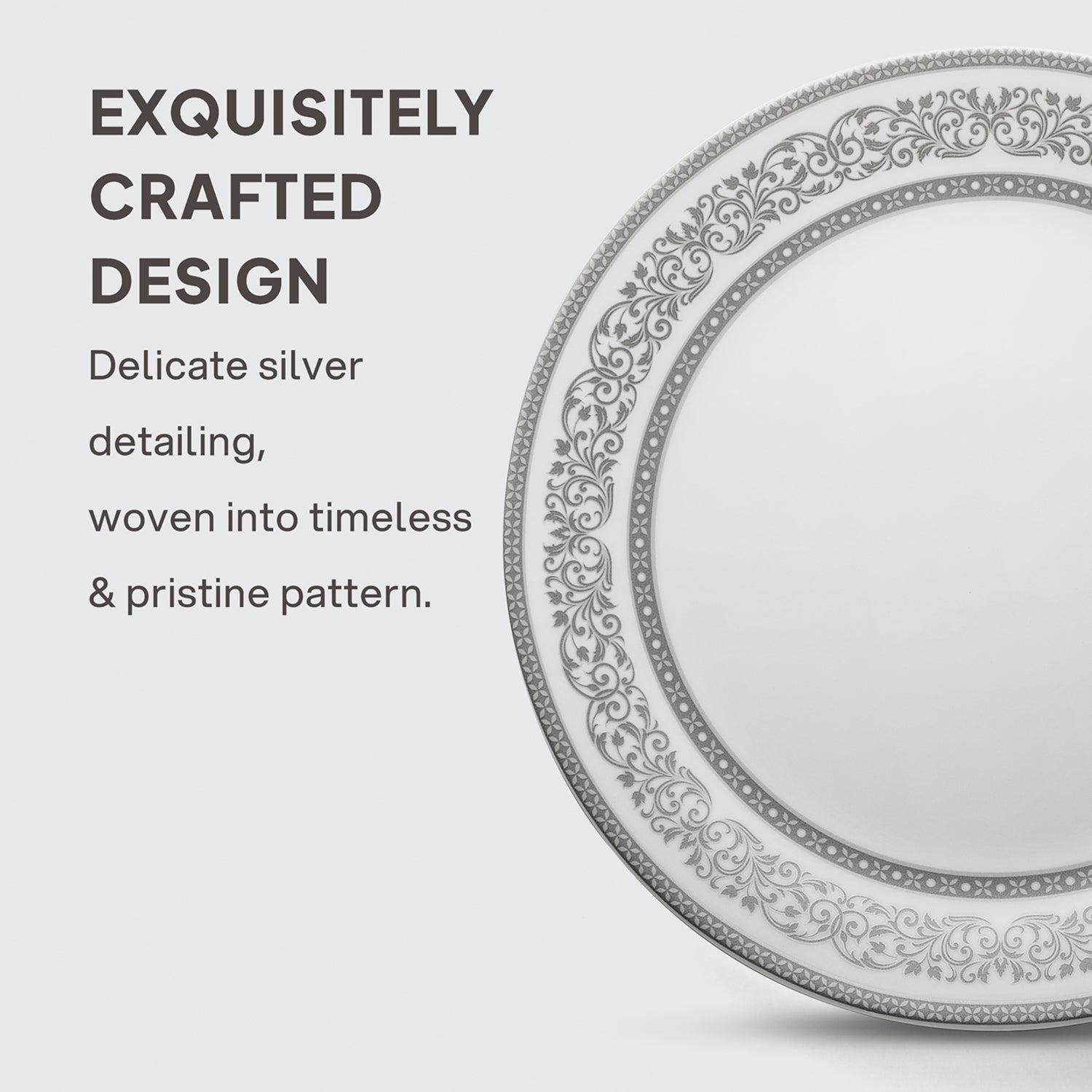 Solitaire Opalware Dinner Set, Argento 35 Pcs