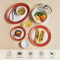 Solitaire Opalware Dinner Set,  Ruby 35 Pcs