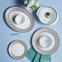 Solitaire Opalware Dinner Set,  Blu 35 Pcs