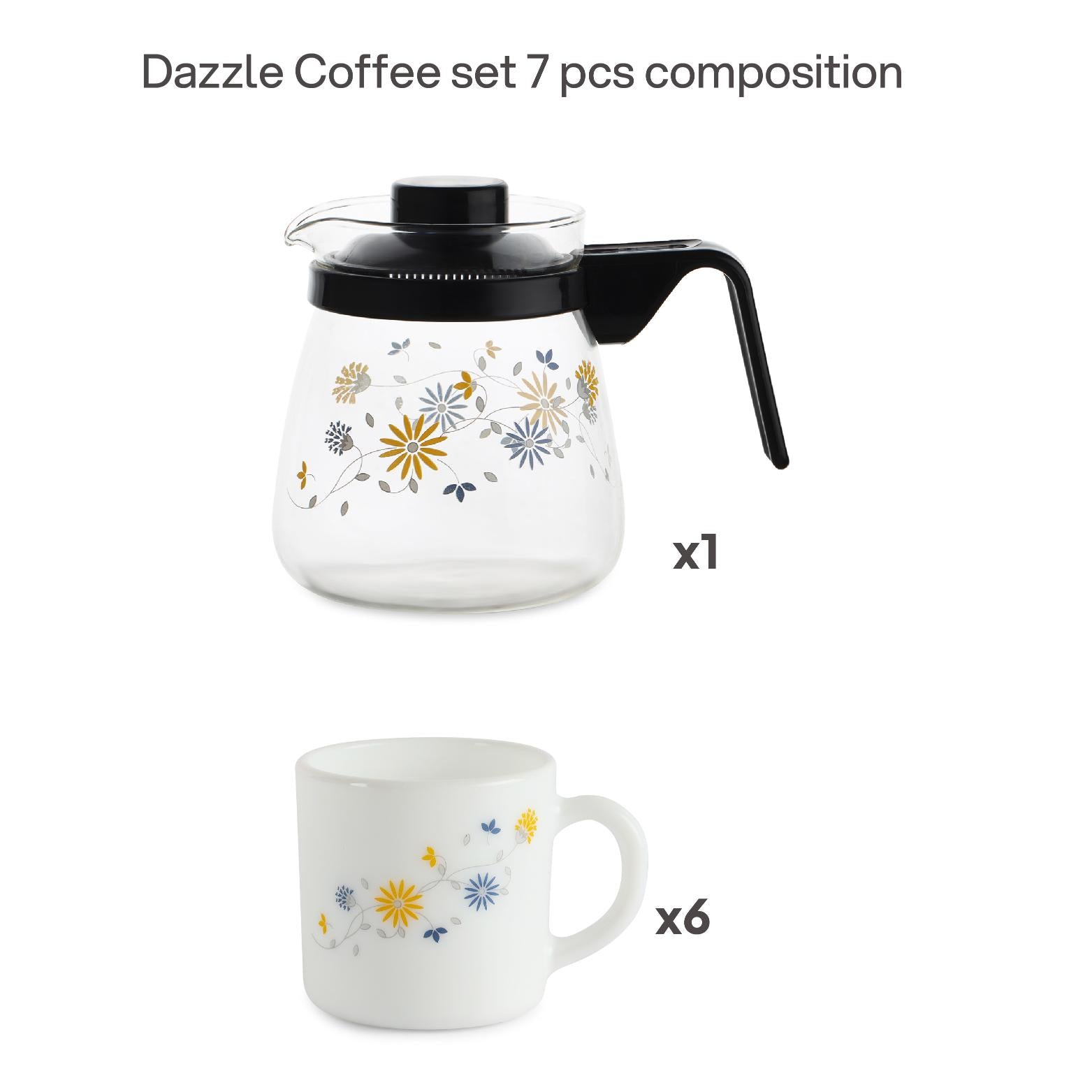Dazzle Coffee Set 7pc - Blooming Daisy 7 Pcs