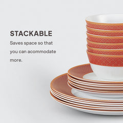 Solitaire Opalware Dinner Set,  Ruby 27 Pcs