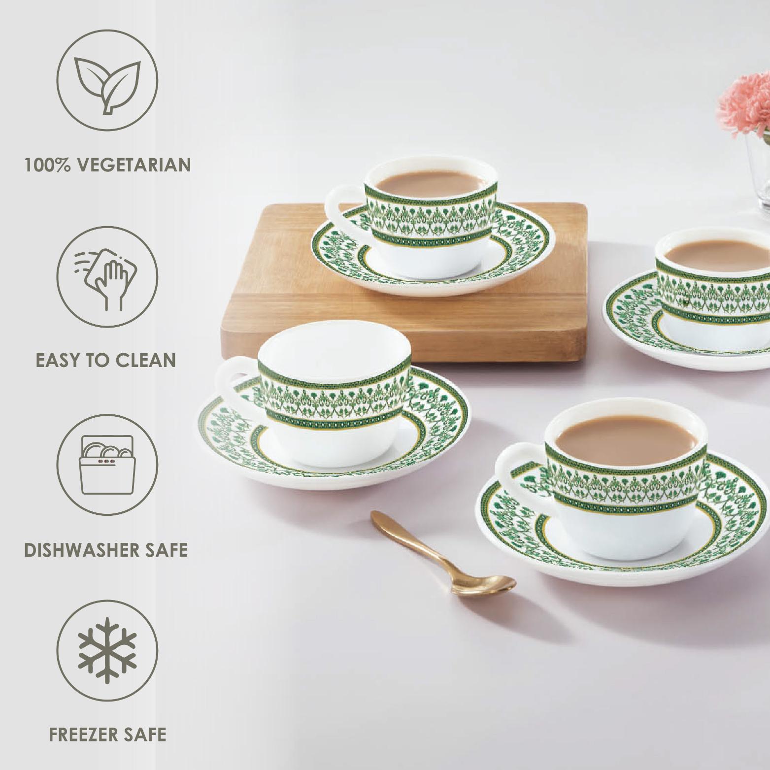 Solitaire Cup & Saucer- Verde 6 Pcs
